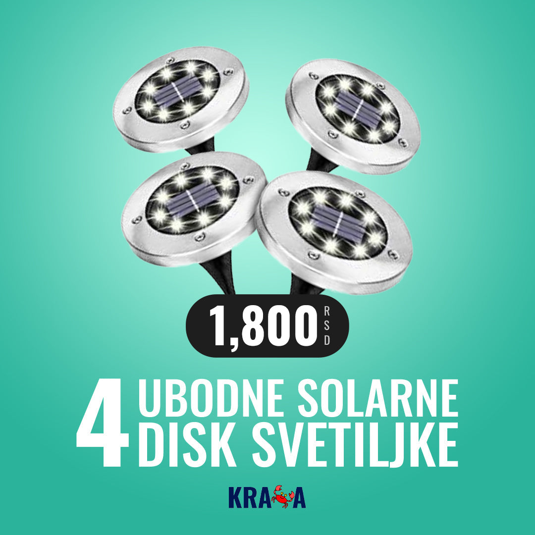 4 Ubodne Solarne Disk Svetiljke - 8 Led dioda